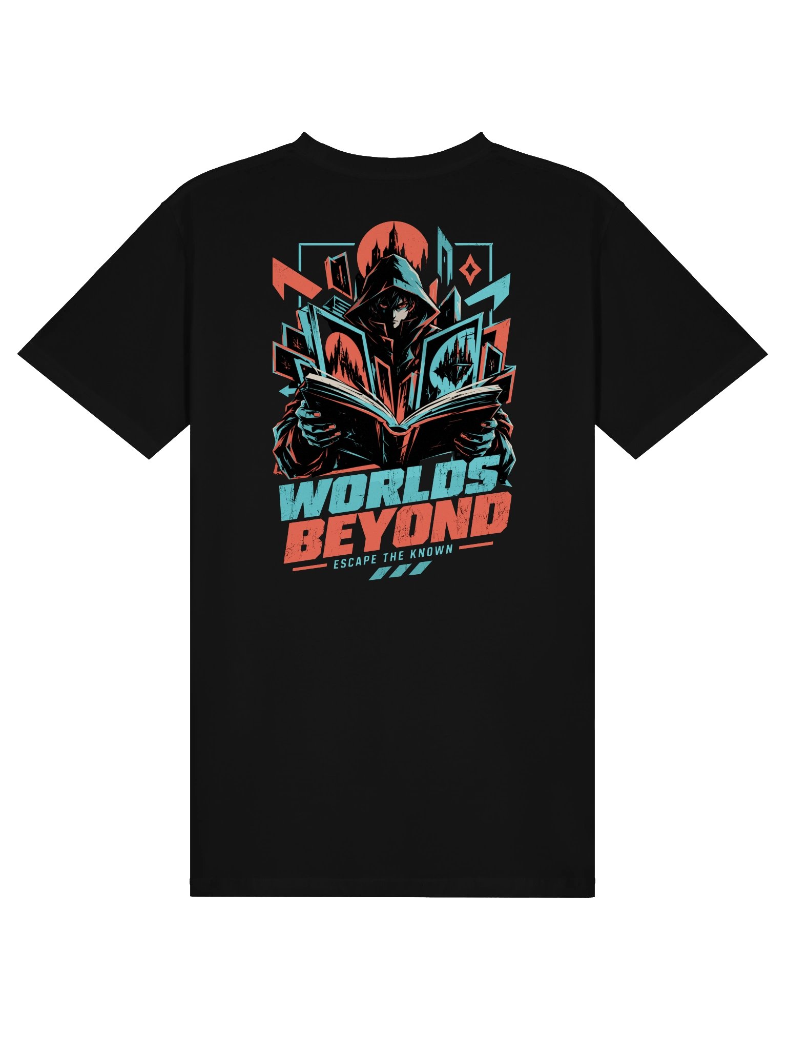 Worlds Beyond Cyber Mage T-Shirt | Dark Anime Fantasy Back Print Graphic Tee product image (1)