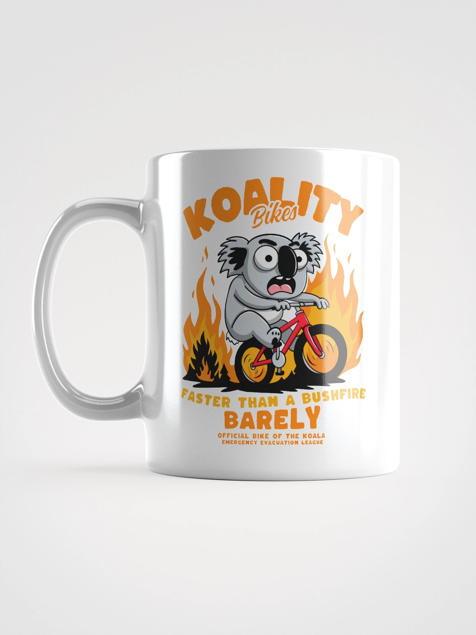 Funny Koala Bike Mug – “Faster Than a Bushfire (Barely)” – Aussie Cycling Pun Gift product image (18)