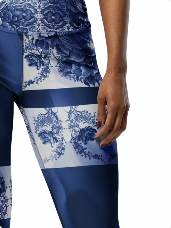 Koi and Mist-Porcelain yoga leggings product image (5)