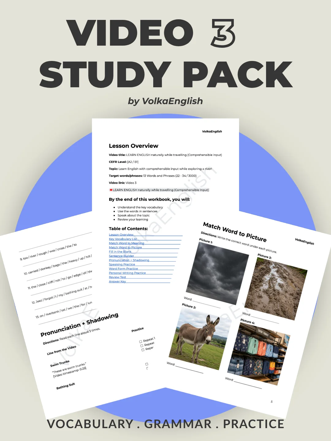 LEARN ENGLISH naturally while travelling (Comprehensible Input) - Video 3 Study Pack product image (1)