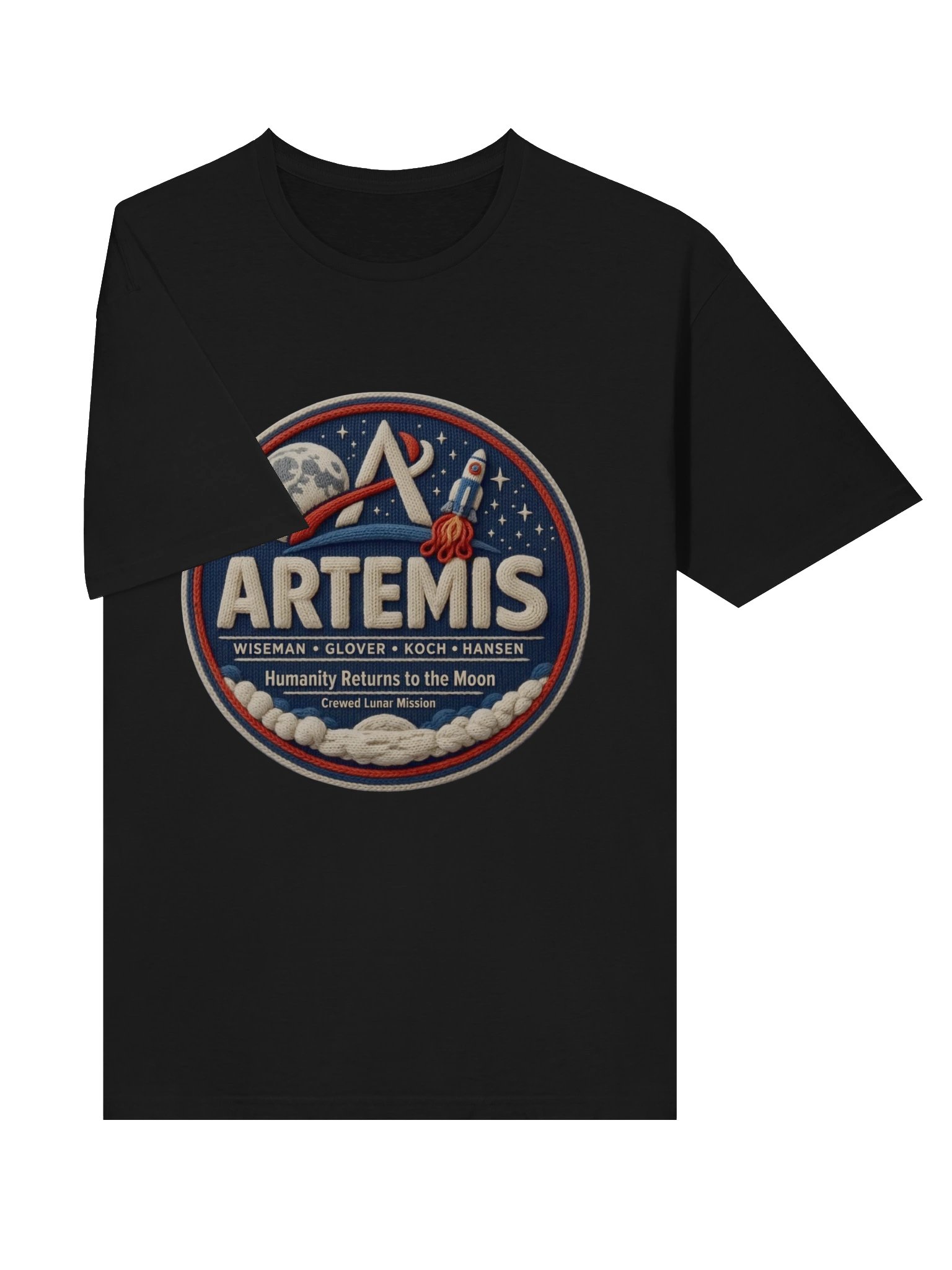 Artemis 2 Mission Faux Embroidery Lunar Patch NASA Shirt product image (3)