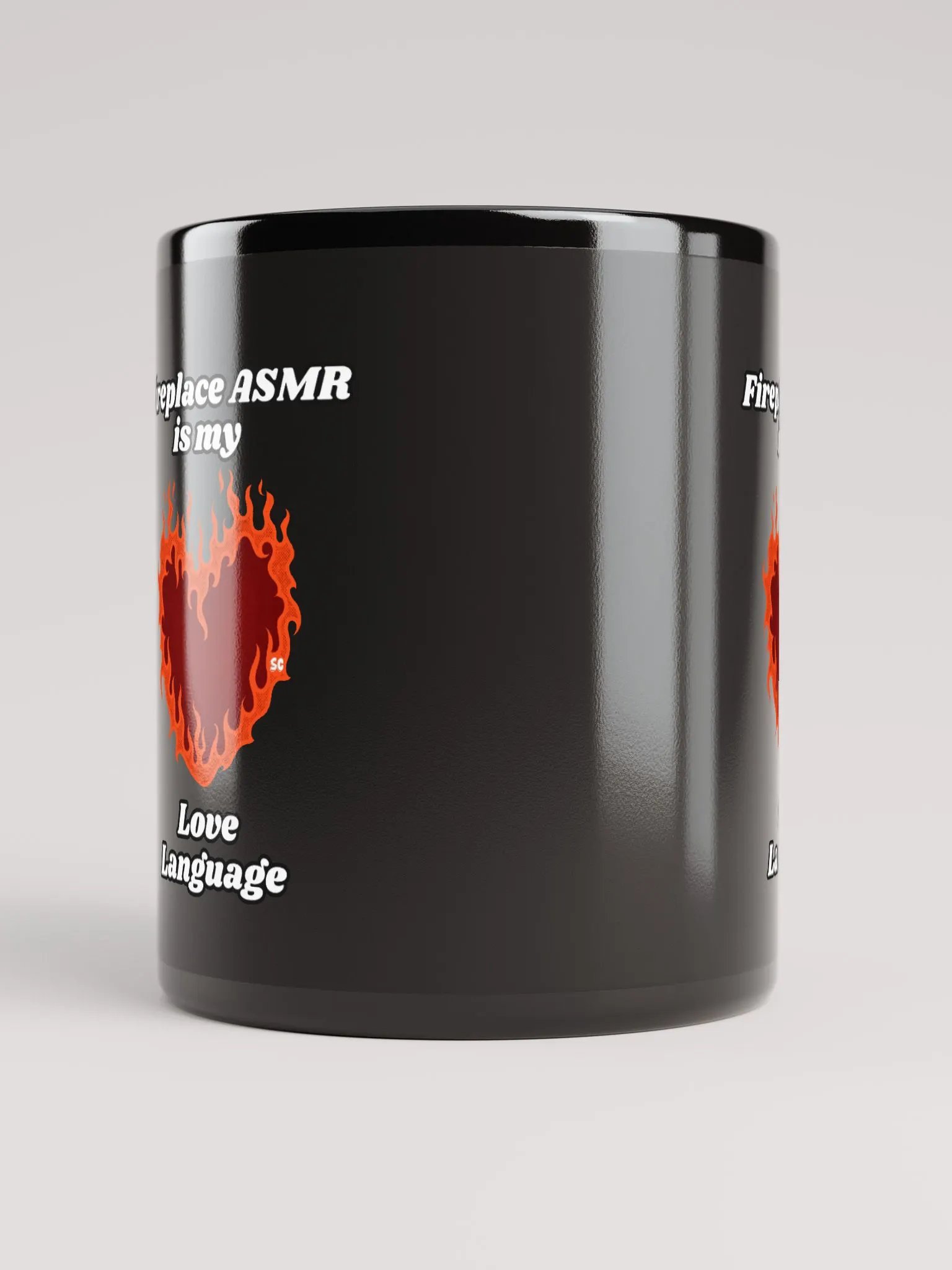 Flaming Heart - Fireplace ASMR is my Love Language | Black Glossy Mug product image (5)