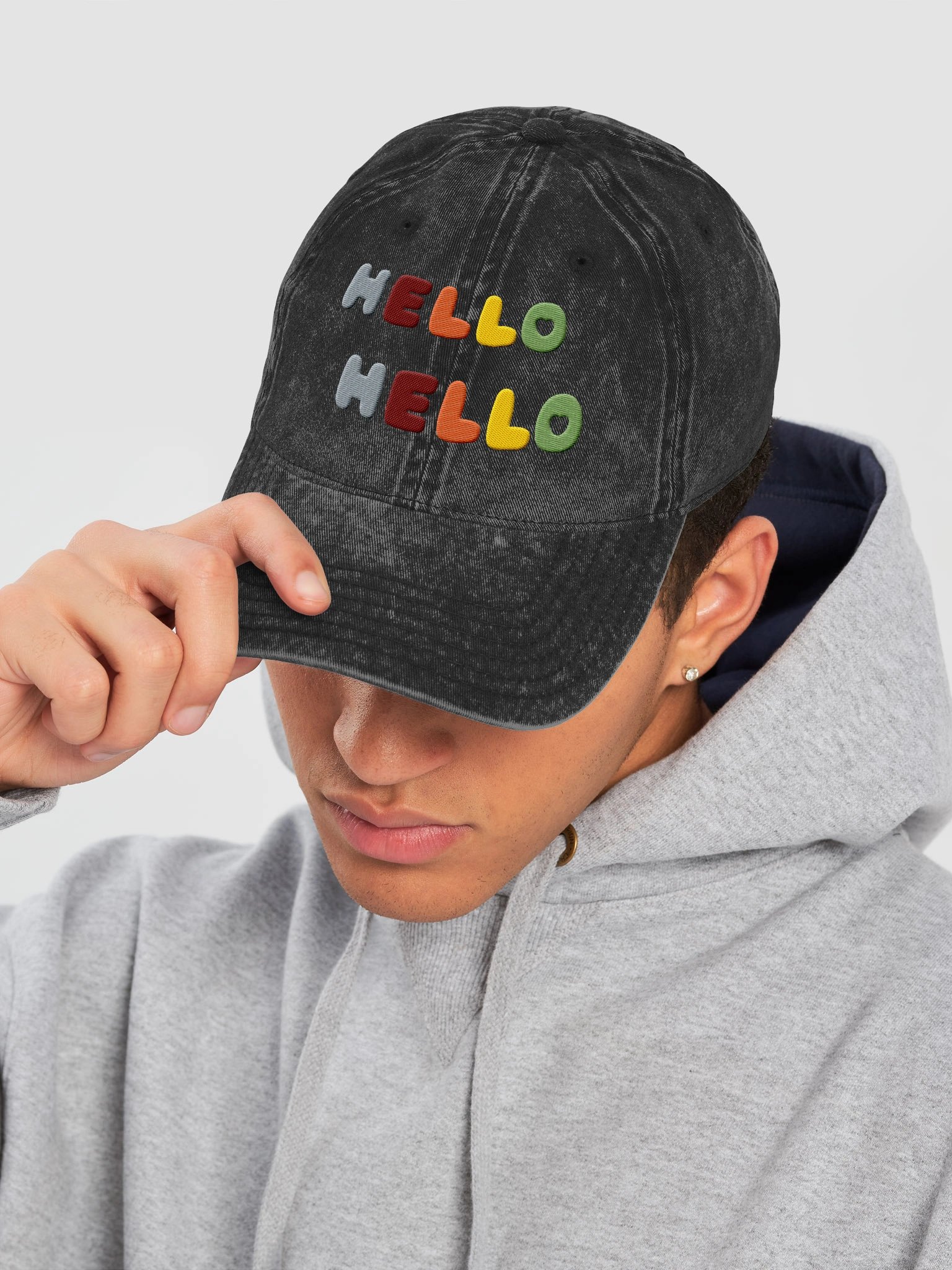 Hello Hello (Rainbow Text) Vintage Hat product image (7)