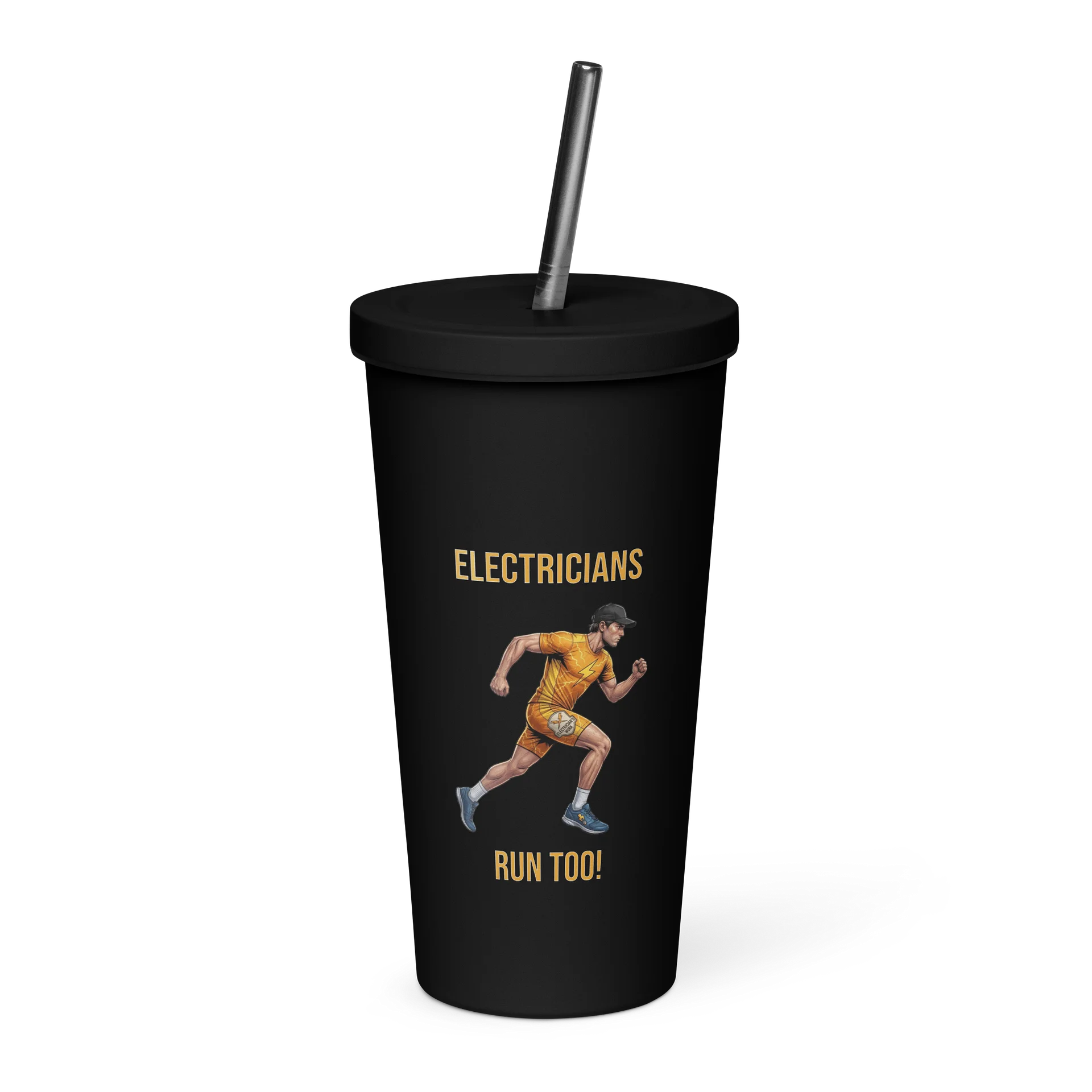Electrician Athlete Tumbler with Straw | Mens Running Edition product image (3)