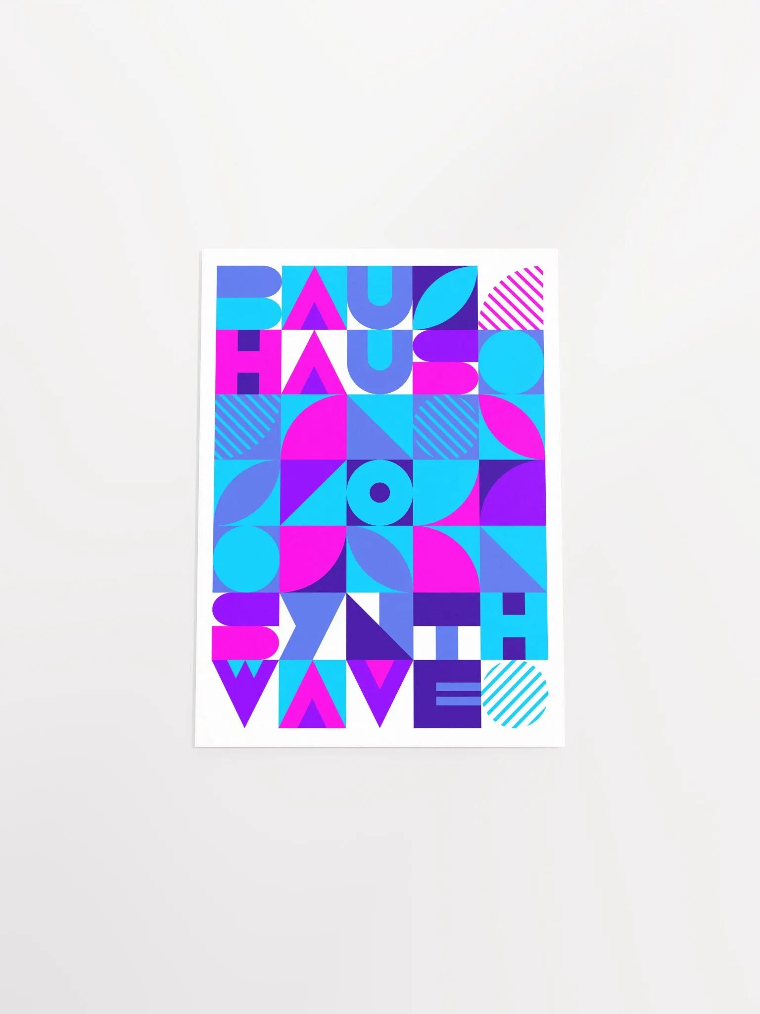 Bauhaus Synthwave #4 poster (pink-blue) — abstract poster, retrowave print, vaporwave geometric art, 1980s print, 1930s wall decor product image (9)