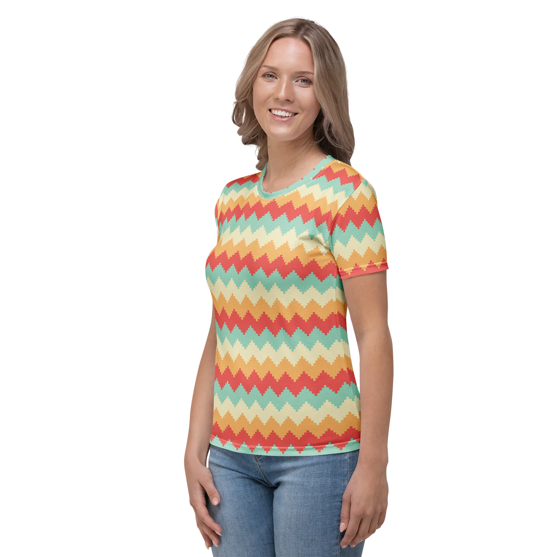 Colorful Chevron Zigzag Women's Crew Neck T-Shirt product image (3)