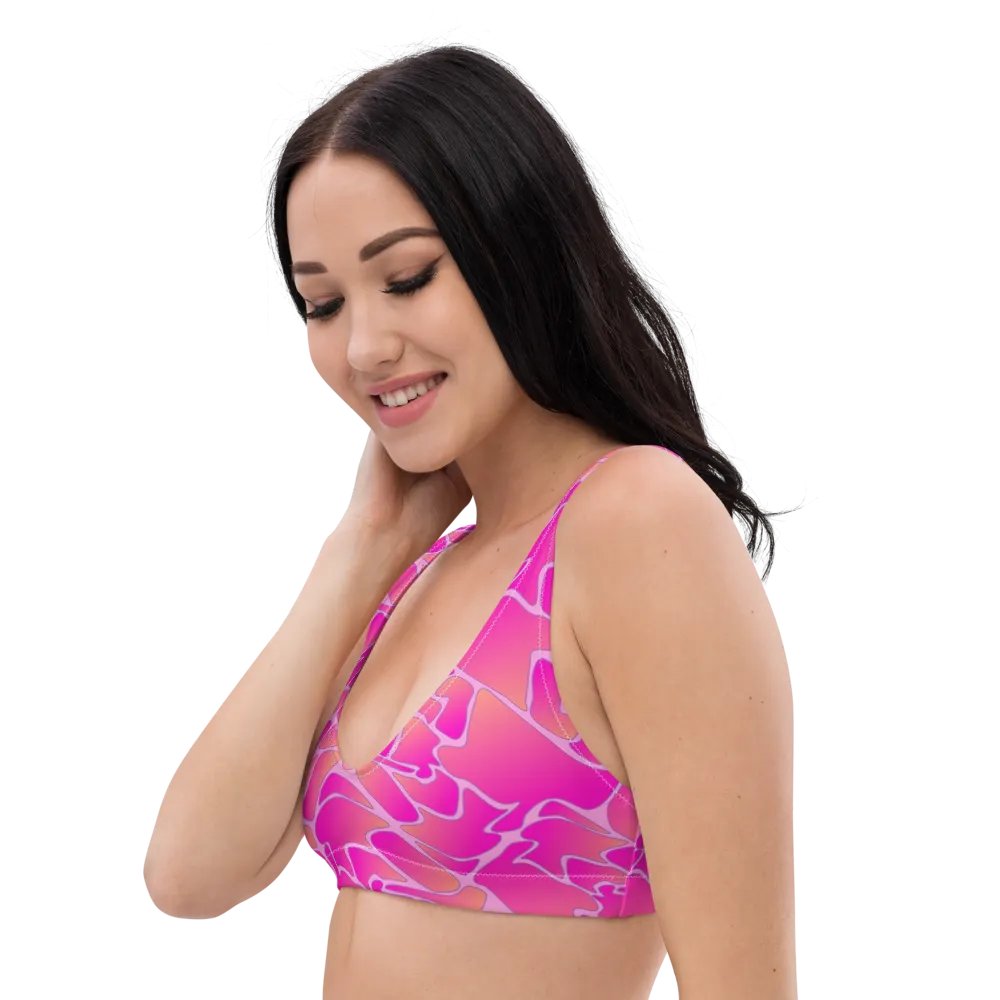 Crazy Paving Pink Pattern Padded Bikini Top product image (5)