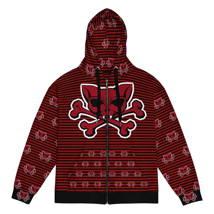 Blaque and Red Hoodie Kat Skull Remix Stripped Hoodie product image (1)