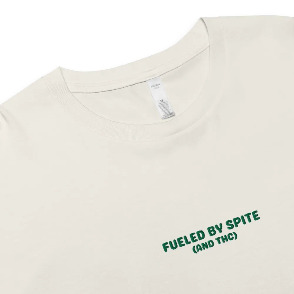 FUELED BY SPITE (green thread) embroidered cotton crop top product image (9)