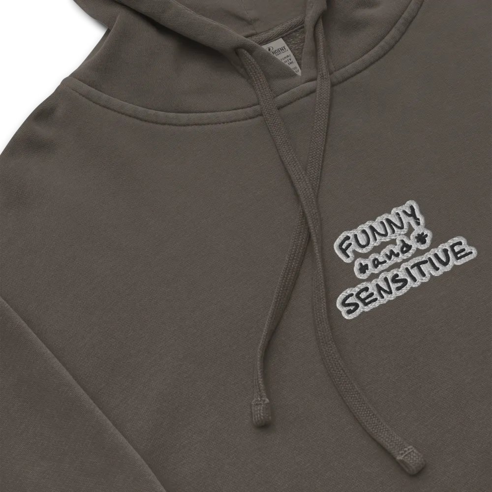 FUNNY *and* SENSITIVE (bubble design) embroidered pigment hoodie product image (10)