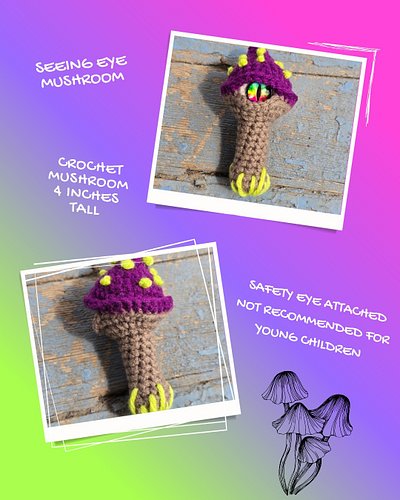 I really had fun making this mushroom. The colors I used look great together, and that eye? Yep, this one sees all! This croc...