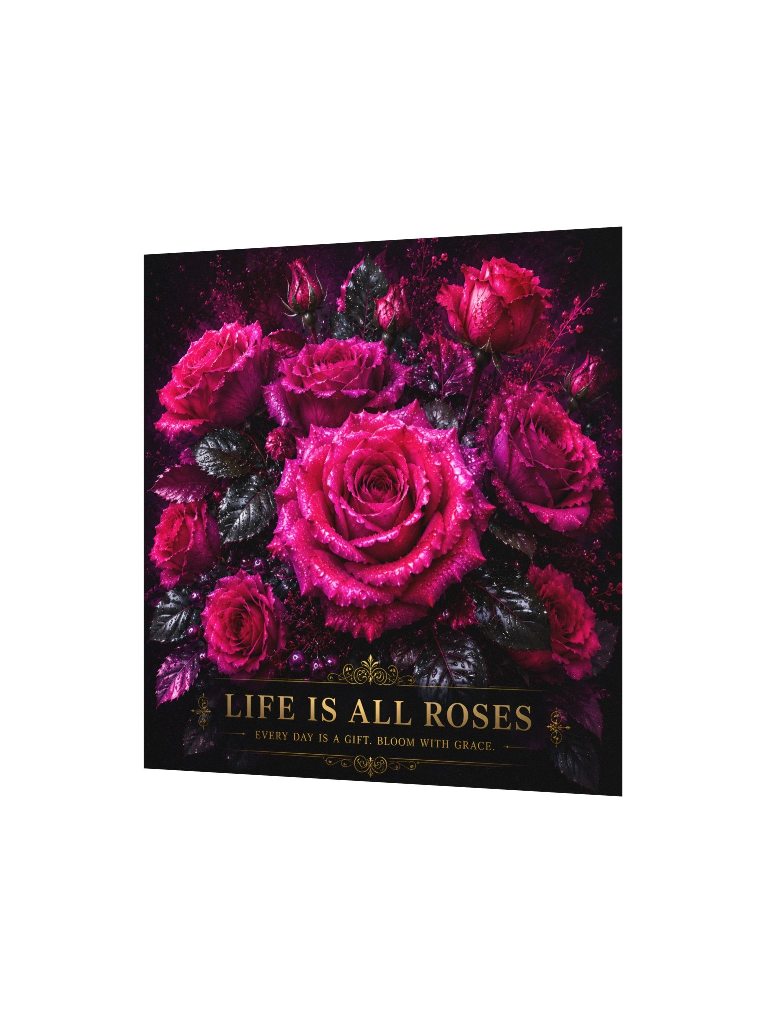 Hot Pink Roses Wall Art, Life Is All Roses, Magenta Floral Poster, Luxury Pink Room Decor product image (3)