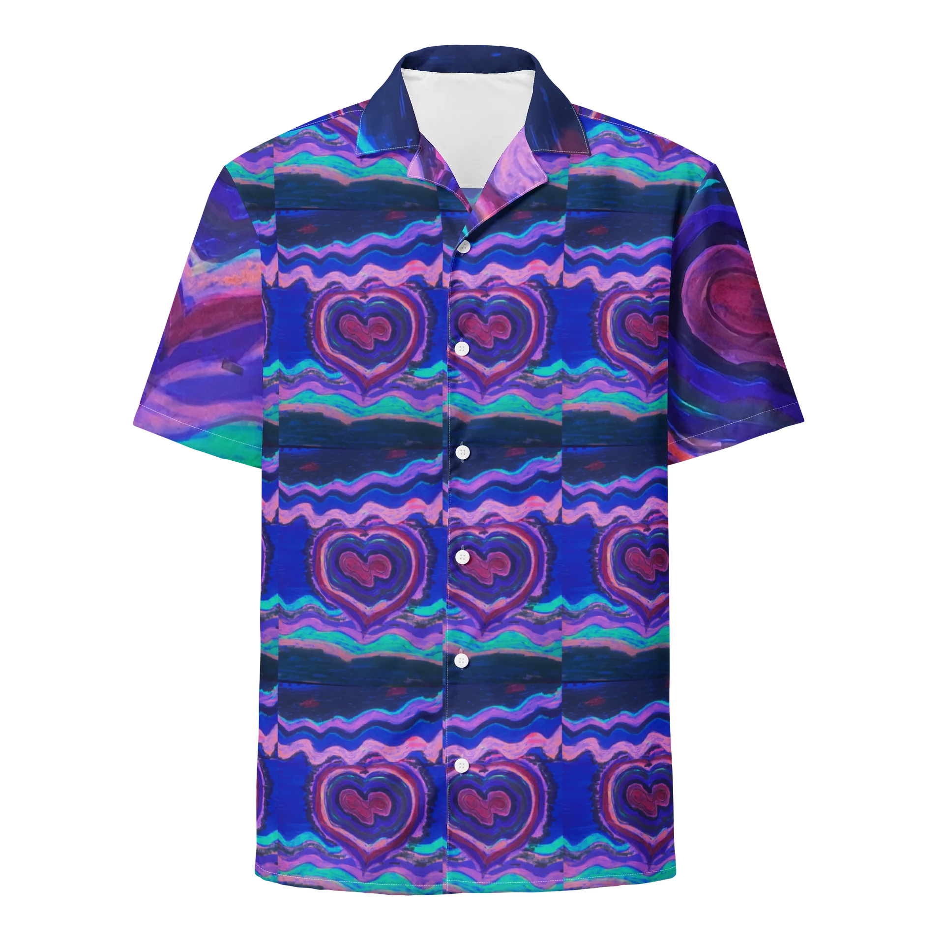 Purple Wave Heart Hawaiian Shirt product image (1)