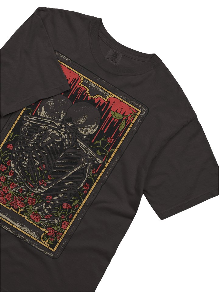 Skeleton Lovers Tarot Shirt – Gothic Romance Skull Couple Graphic Tee with Roses product image (2)