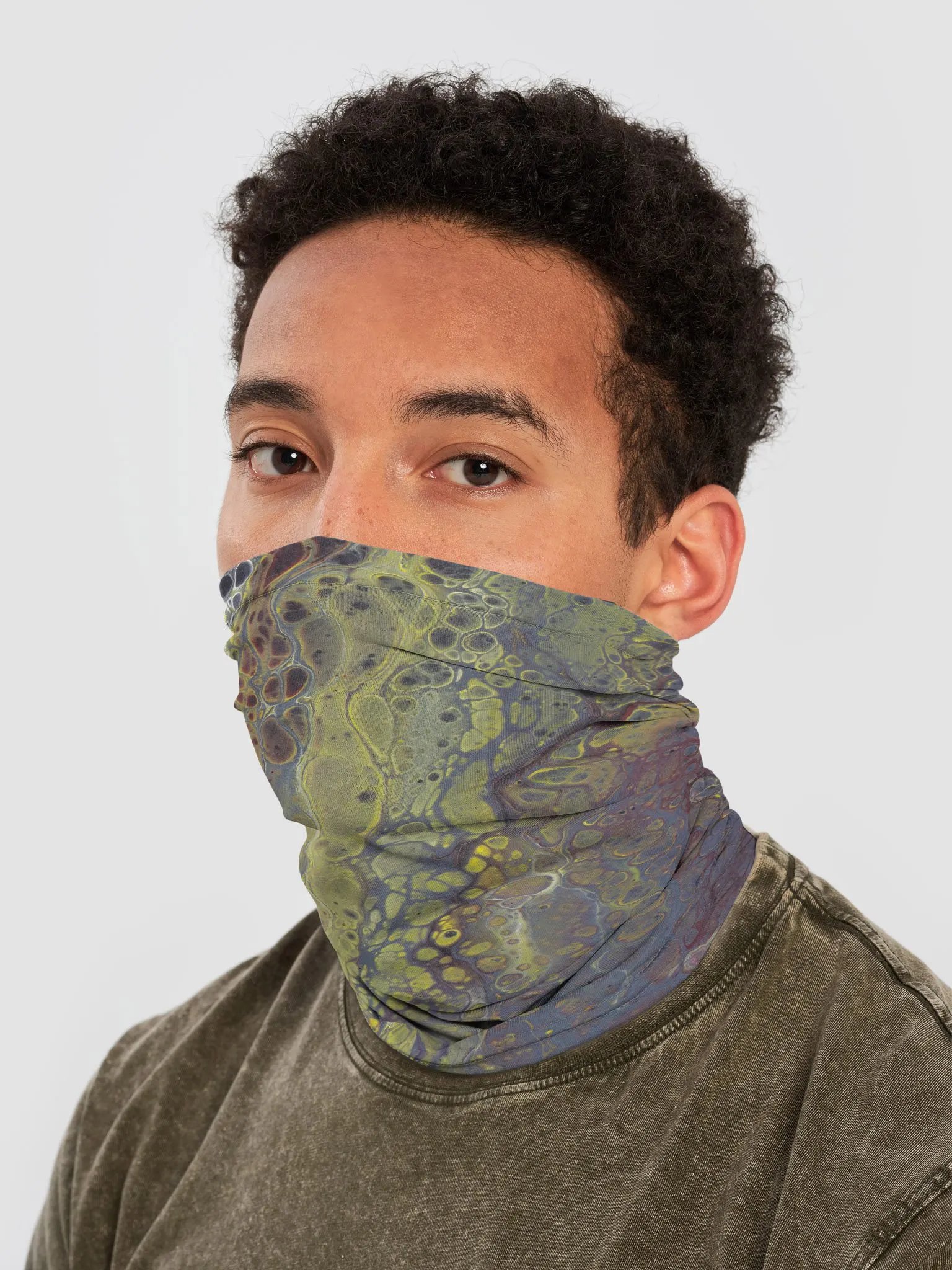 Amphibian 01 - Abstract Acrylic Pour Print, Neck Gaiter product image (2)