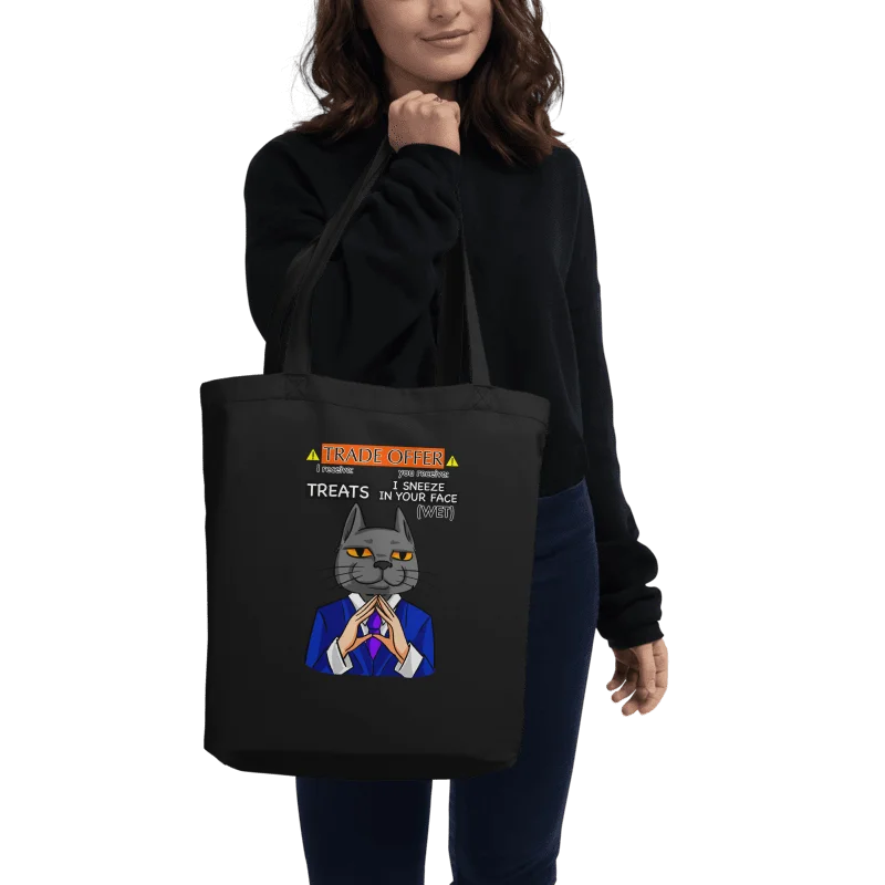 Trade Offer Human-Cat Meme Double Sided Totebag - Black product image (3)