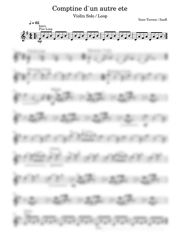 Yann Tiersen - Comptine d'un autre ete (Violin Solo) product image (1)