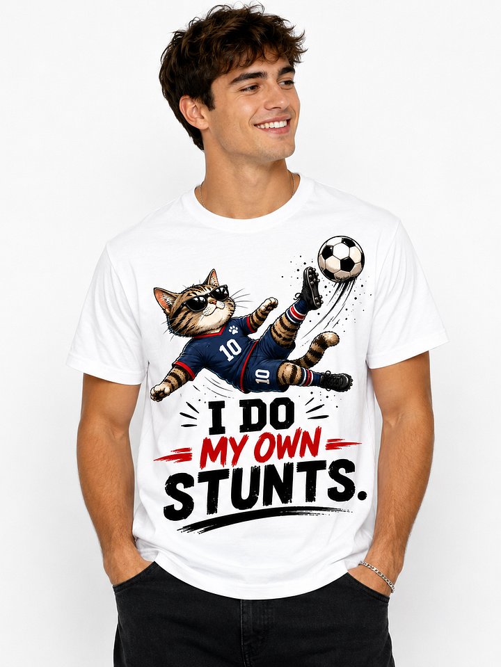 I Do My Own Stunts Soccer Cat Shirt product image (1)