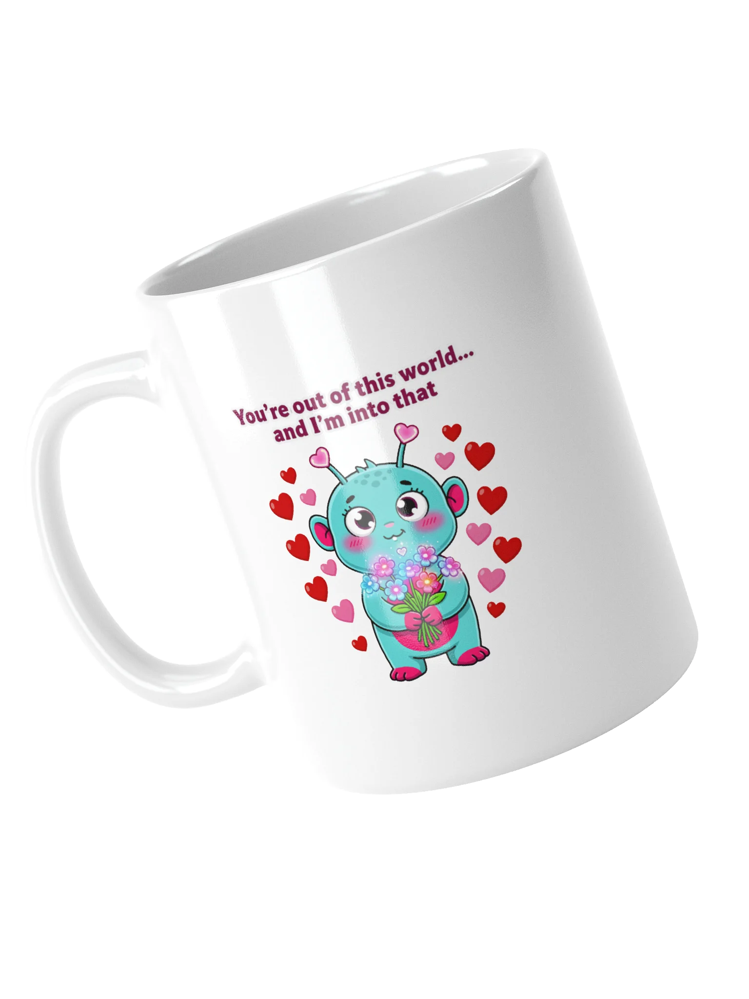 "Out of This World" Cute Alien Valentine's Mug product image (4)