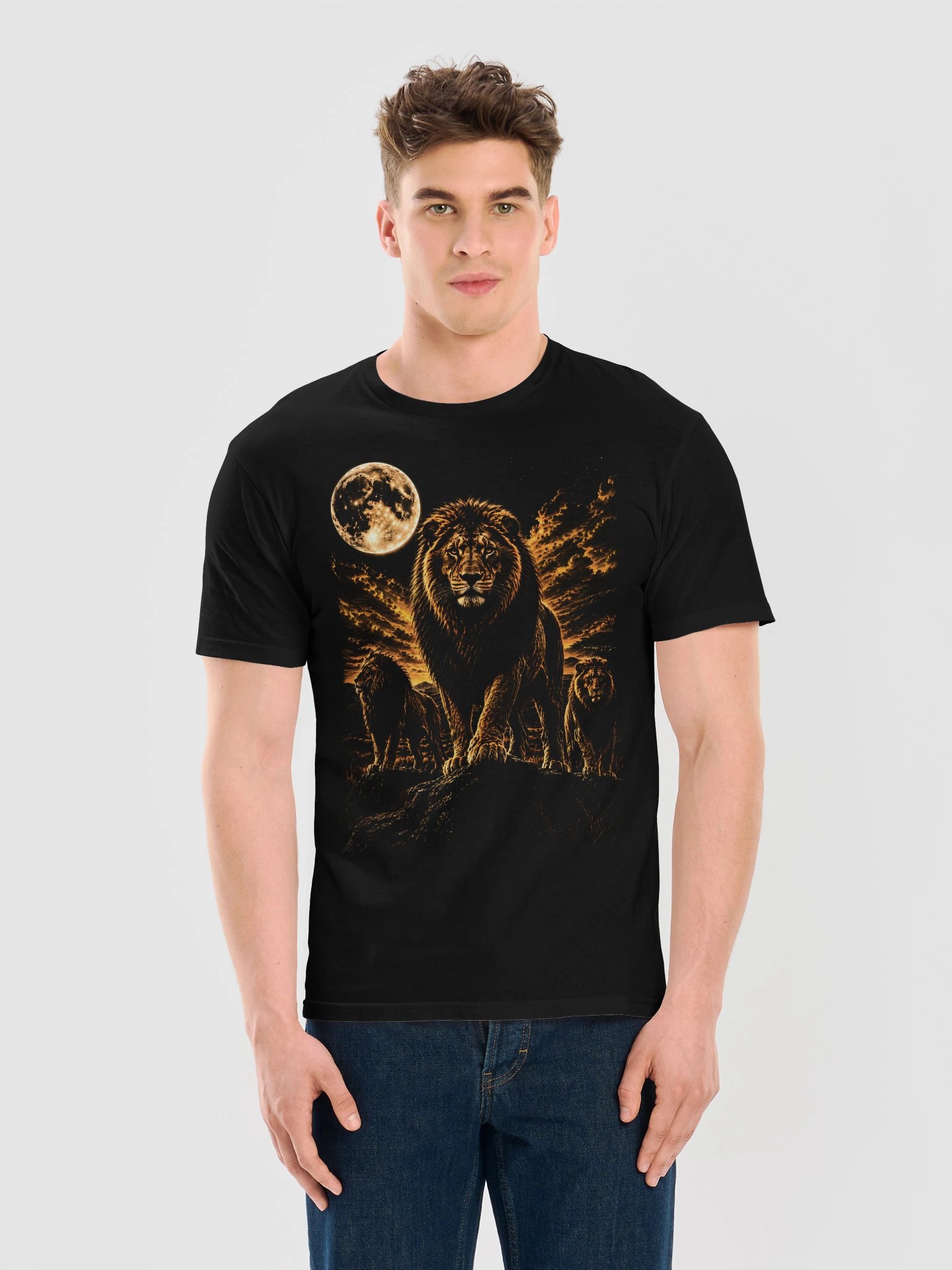 African Lion Howling Moon Tshirt | Legendary Wildlife Shirt product image (6)