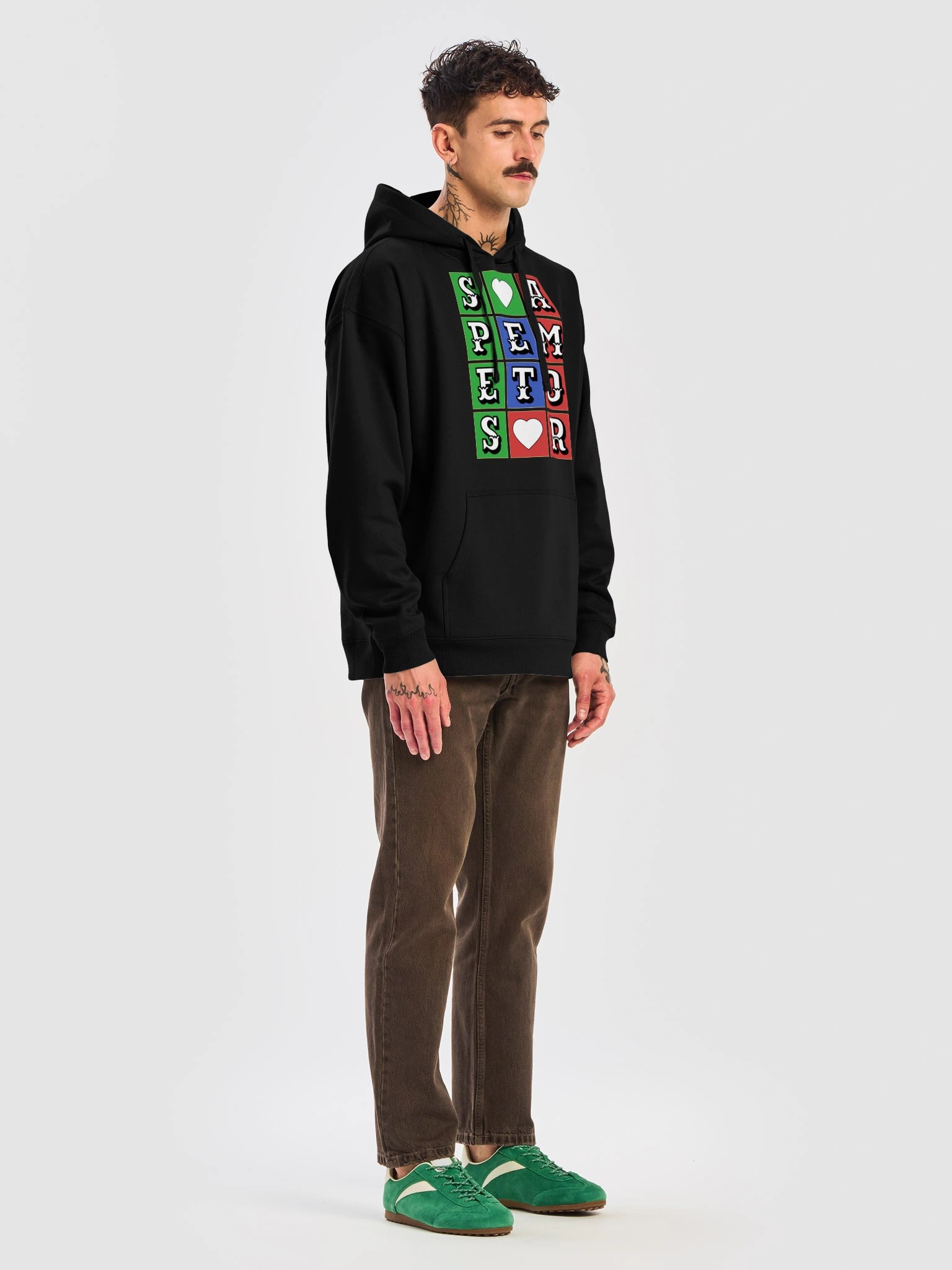 Hope And Love In Latin Quote Unisex Organic Cotton Blend Relaxed Fit Graphic Hoodie product image (7)
