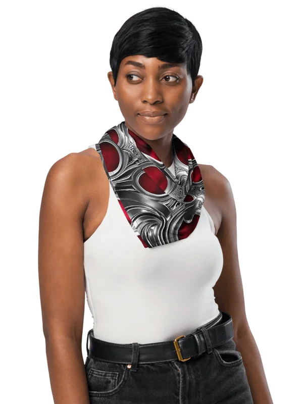 Bold Metallic Silver & Red Bandana product image (2)