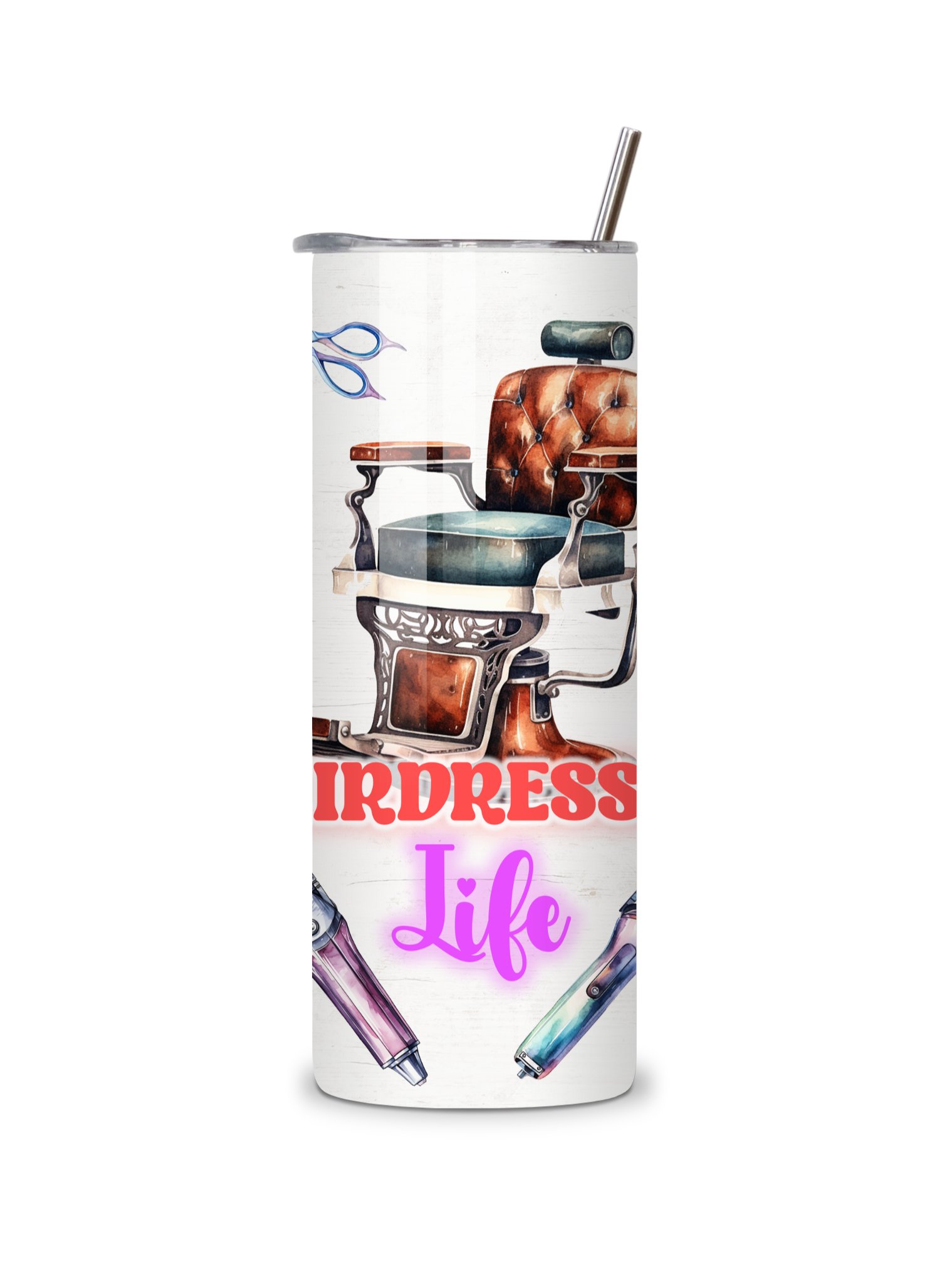 Hairdresser Life 20oz Skinny Tumbler with Metal Straw – Fun Salon-Themed Design – Double-Walled Insulated Stainless Steel Tumbler for Hot & Cold Drinks, Gift for Hairstylists product image (5)