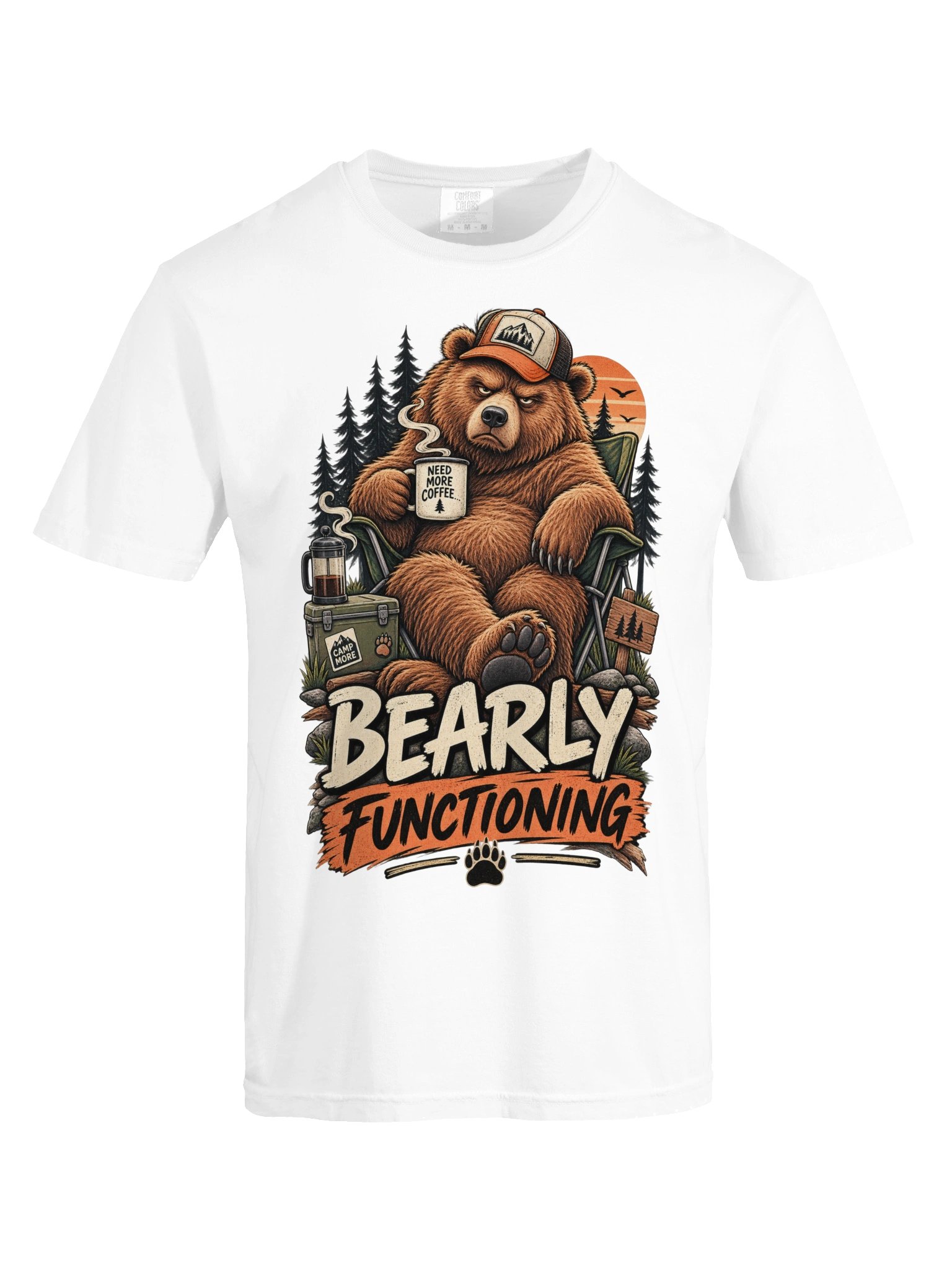 Bear Bearly Functioning - Sarcastic Funny Animal Lover Pun T-Shirt | Cute Sleepy Bear Humor Tee product image (1)