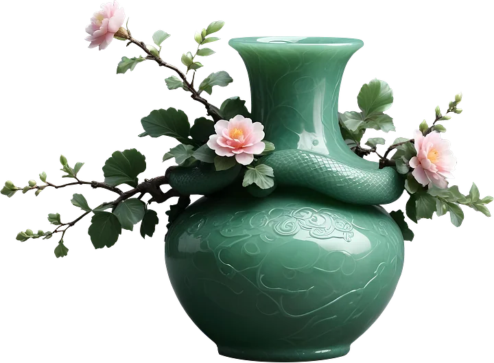 Celestial Jade Vase – Serpent Harmony PNG product image (1)