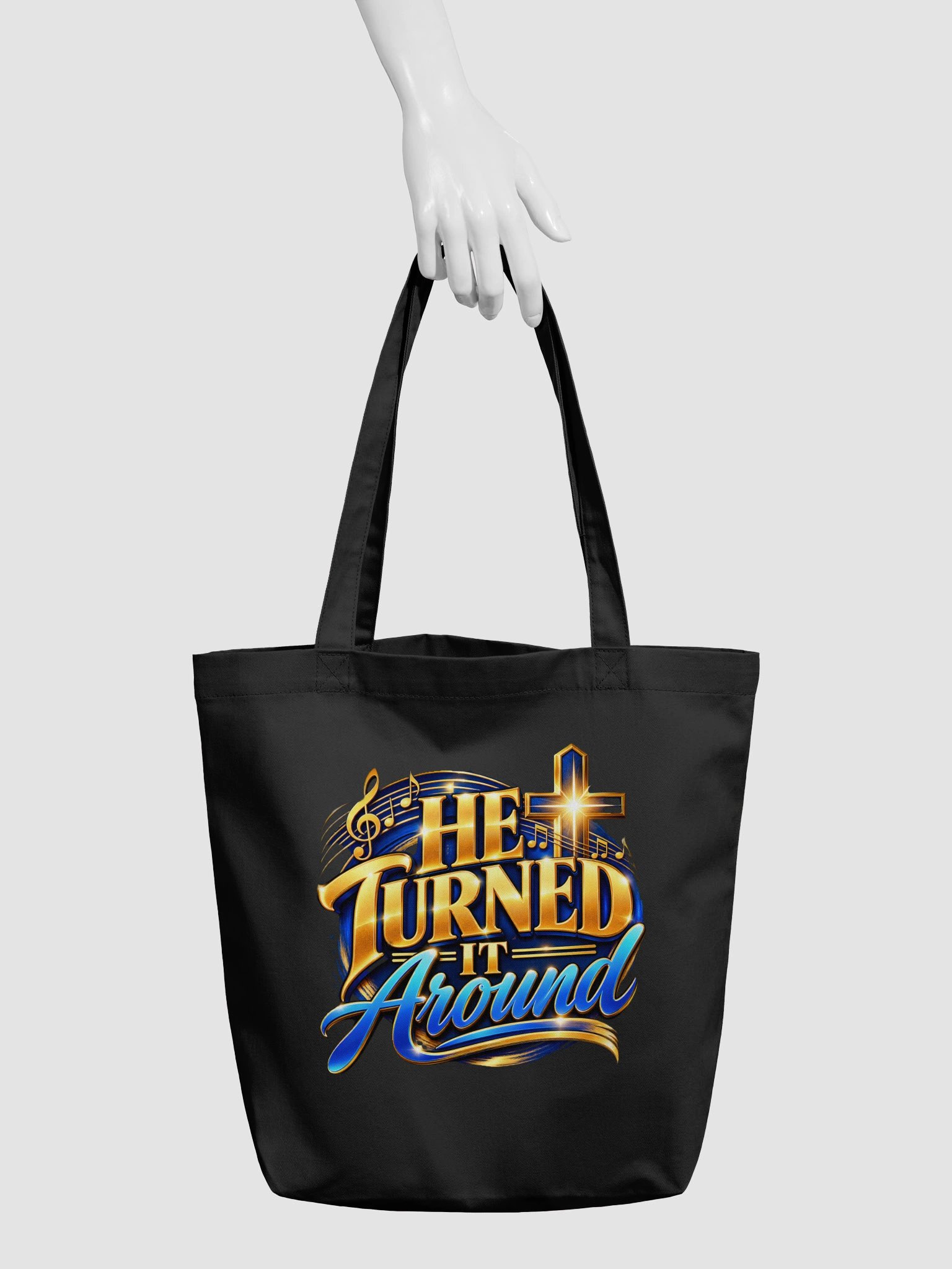 He Turned It Around Cross Music Tote product image (3)