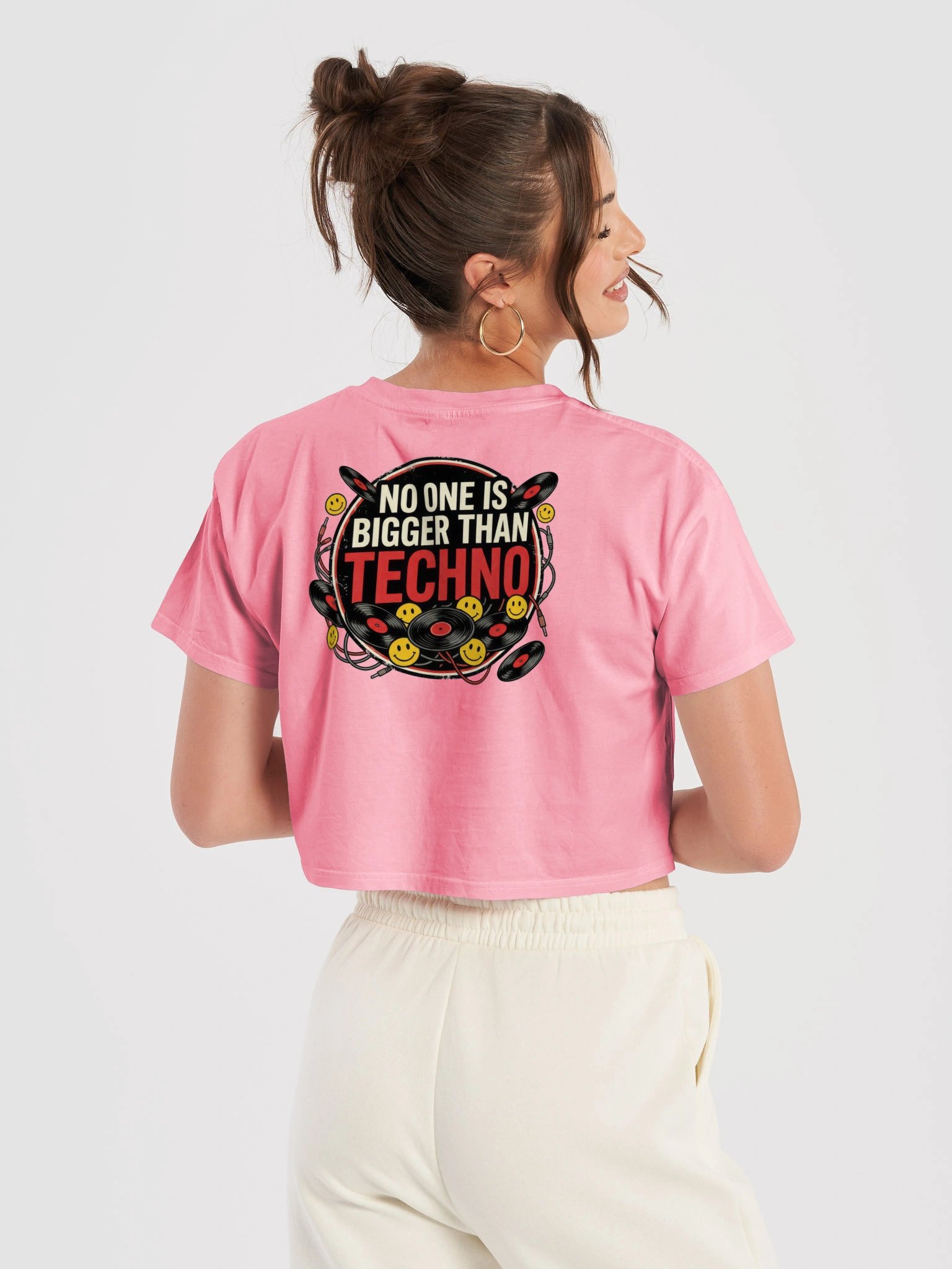 No One Is Bigger Than Techno Women's Premium Crop Top Double Sided product image (7)