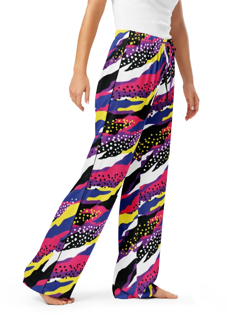 Retro 90s Cyber-Pop Waves | Vibrant All-Over Print Women's Pajama Pants product image (8)