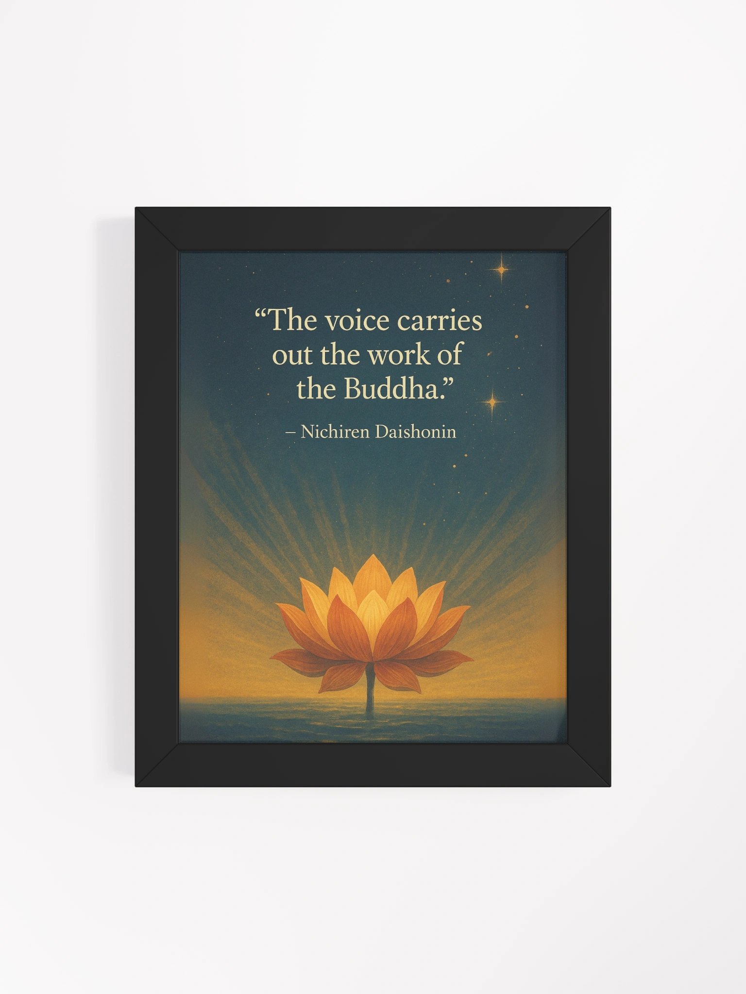 Nichiren Daishonin Quote Wall Art – “The Voice Carries Out the Work of the Buddha” – Inspirational Lotus Print for Nichiren Buddhism Practitioners product image (4)