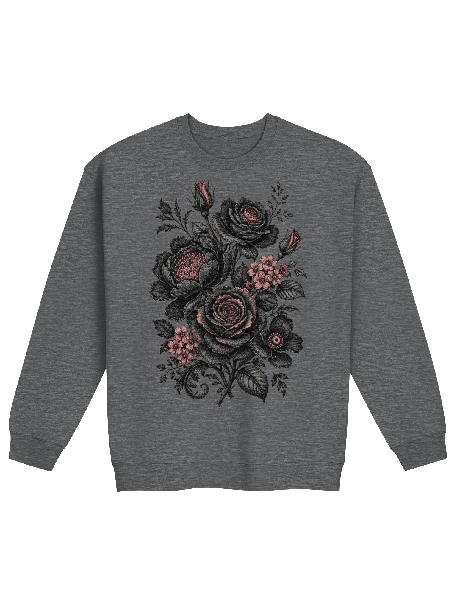 Midnight Bloom Crewneck, Victorian-Inspired Gothic Roses & Botanicals product image (2)