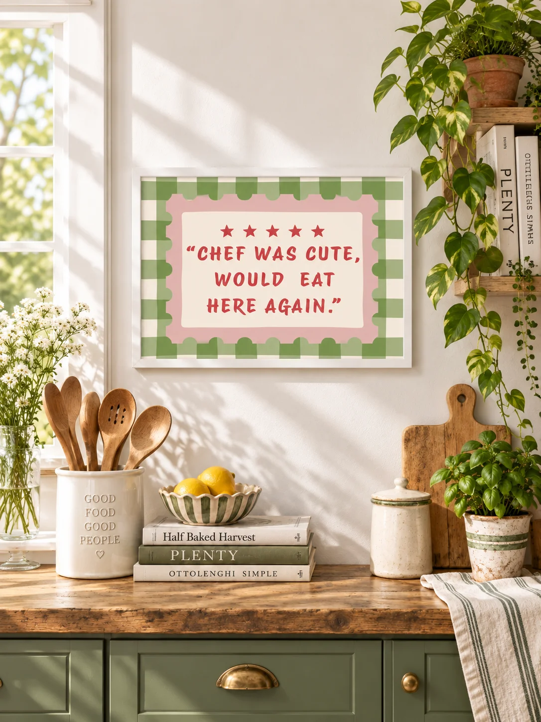 Chef Was Cute Quote | Funny Kitchen Wall Art | Retro Checkered Poster | Foodie Dining Decor | Printable Digital Download product image (7)