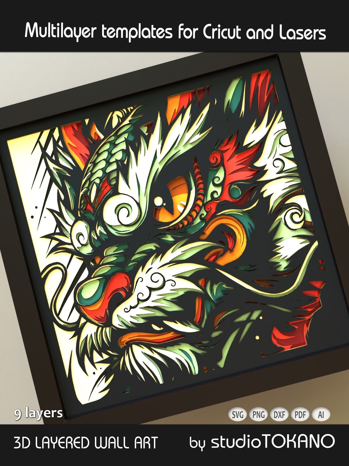 Chinese Dragon Layered Cut File product image (4)