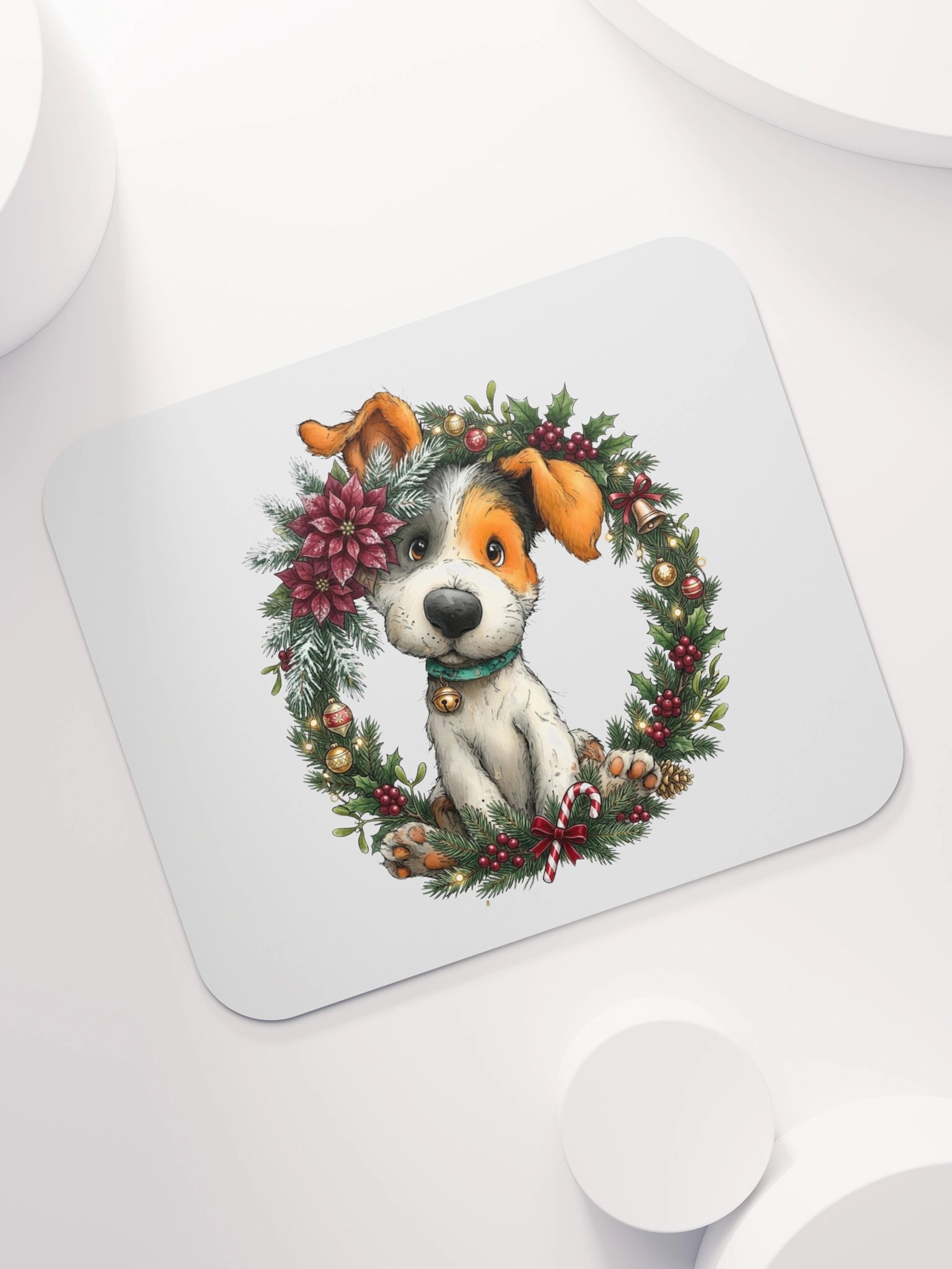 Christmas Dog Wreath Mouse Pad product image (7)