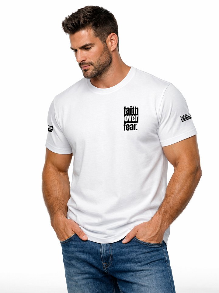 Faith Over Fear Embroidered Unisex White Tee product image (1)