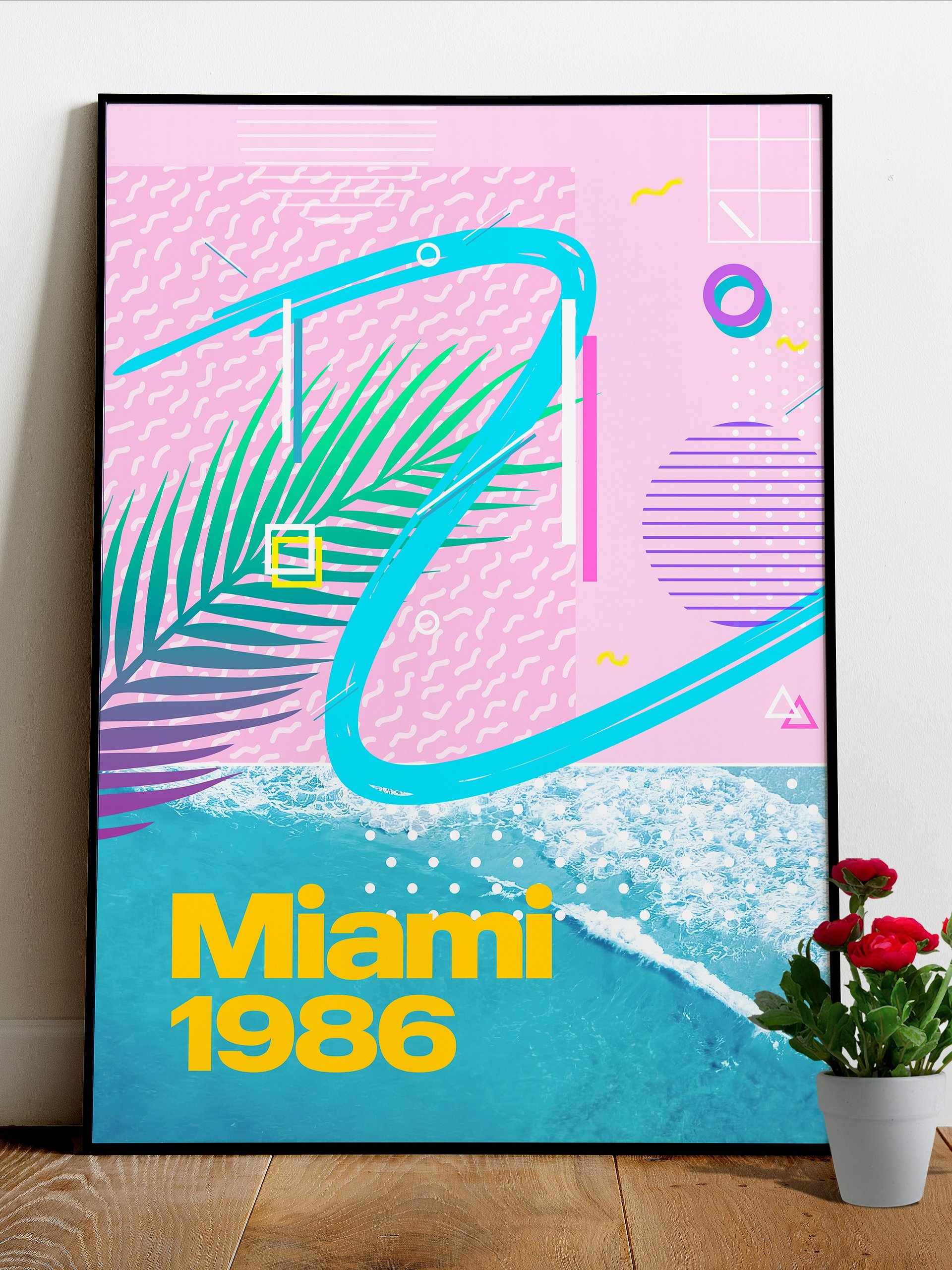 Retrowave poster: Miami 1986 [retrowave/vaporwave/synthwave] — aesthetic poster, retrowave art print, neon poster, 80s poster product image (1)