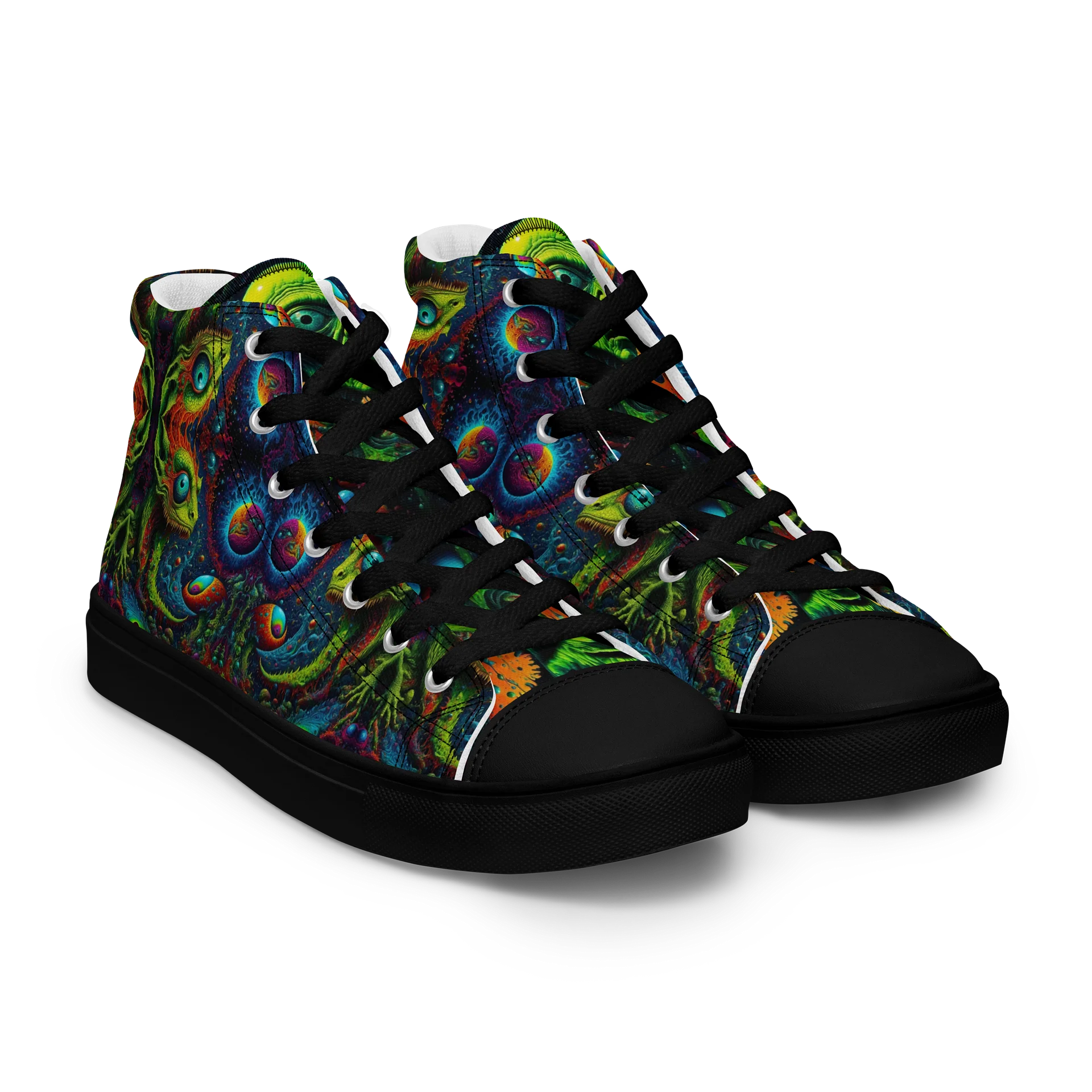 Men's Canvas High tops. House of Rahly-Cosmic Reptilian Design. product image (17)