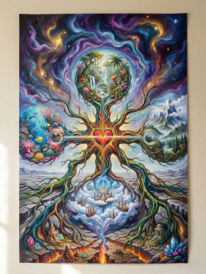 Expand | Sacred Circuits Glyph #2 – Surreal Elements of Life Art - Vertical Poster product image (1)