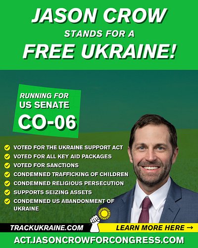 Colorado district 6 congressman @jasoncrowco is pro-Ukraine.
✅Voted for Ukraine Support Act
✅Voted for all key aid packages
✅...