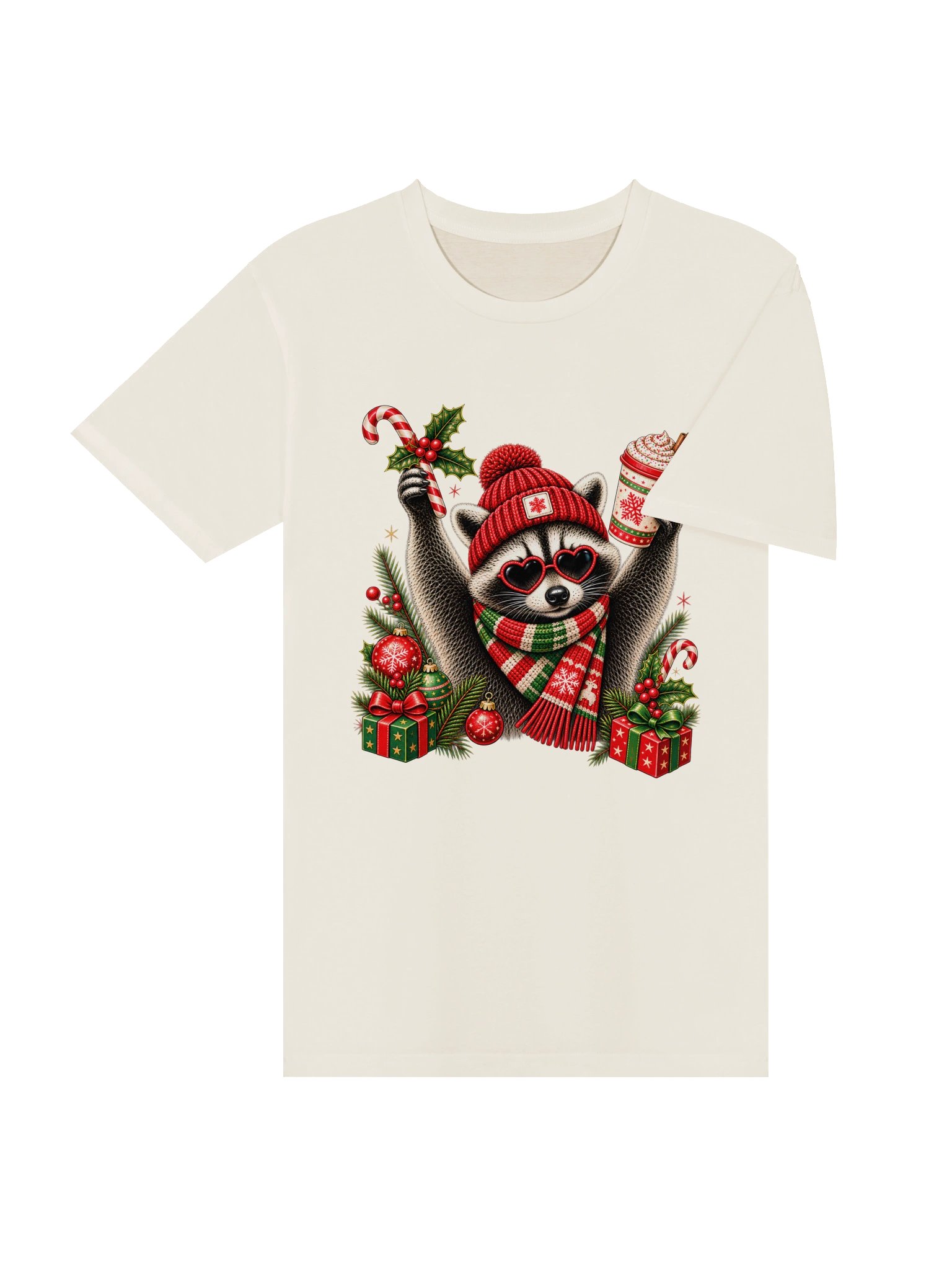 Funny Christmas Raccoon Oversized T-Shirt product image (5)
