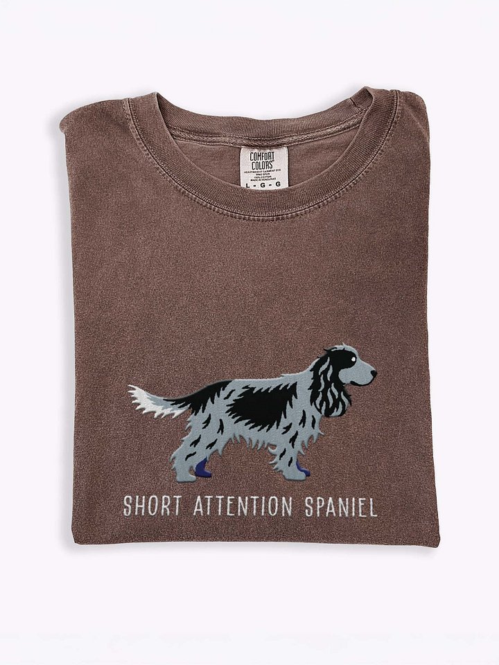 Short Attention Spaniel T-Shirt(Embroidered) of an English Cocker Spaniel(Blue Roan) product image (1)