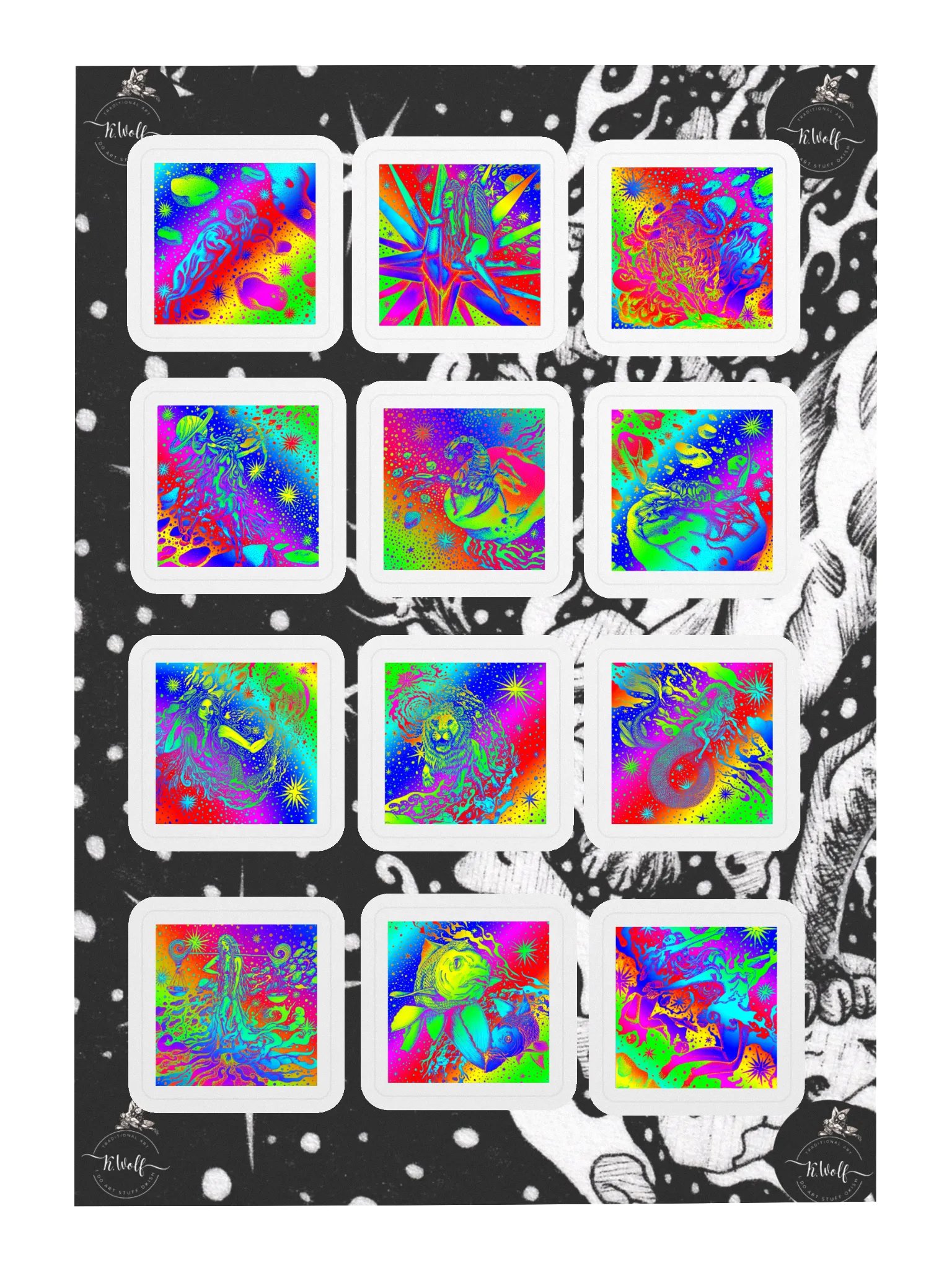 Cosmic Intense Kaleidoscope zodiac Sticker Sheet product image (3)
