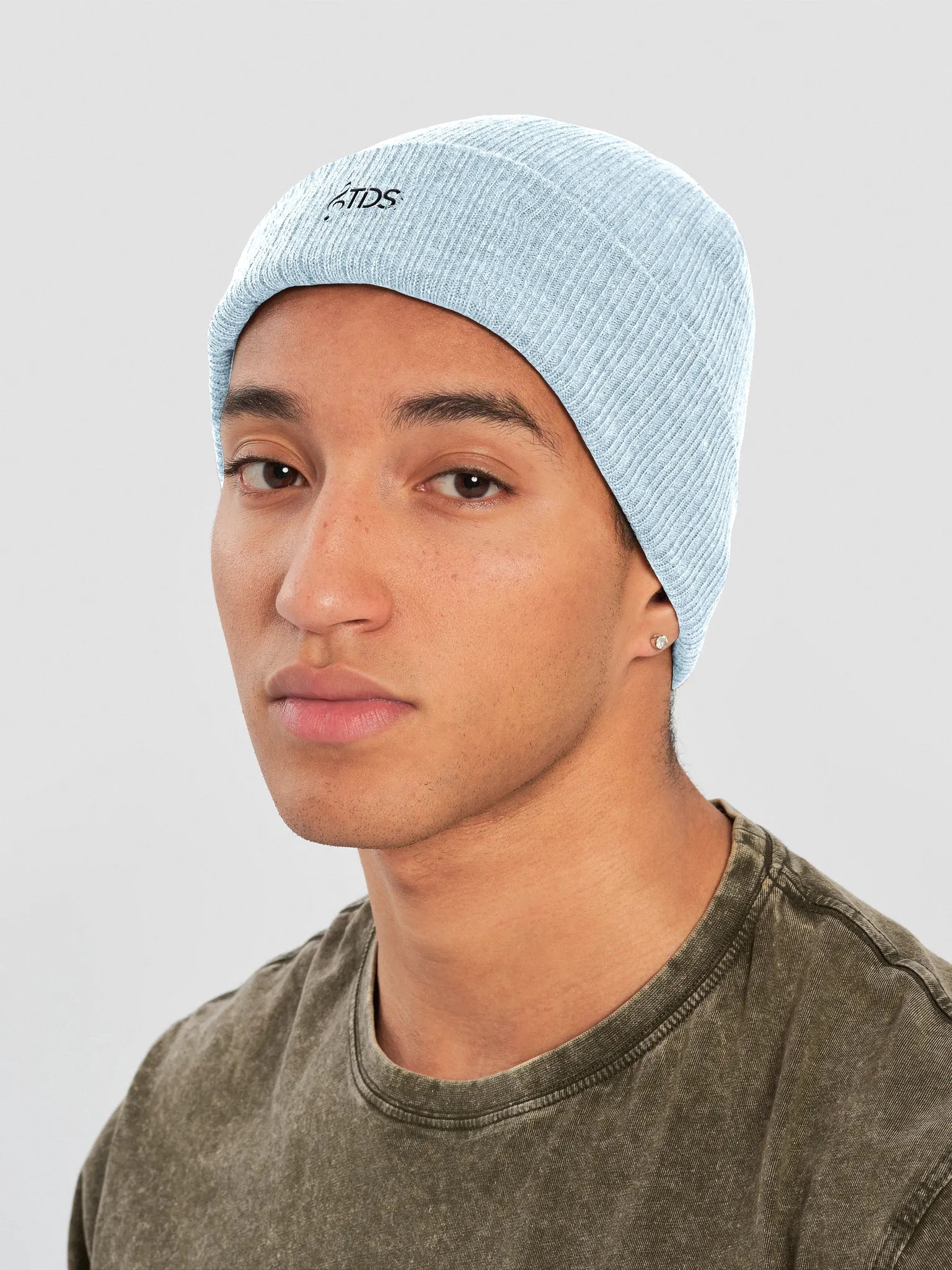 Atlantis Ribbed Knit Beanie - TDS Embroidered Beanie in Black, Maroon, Navy, Gray, Mustard, Light Blue, Olive, and Mint product image (1)