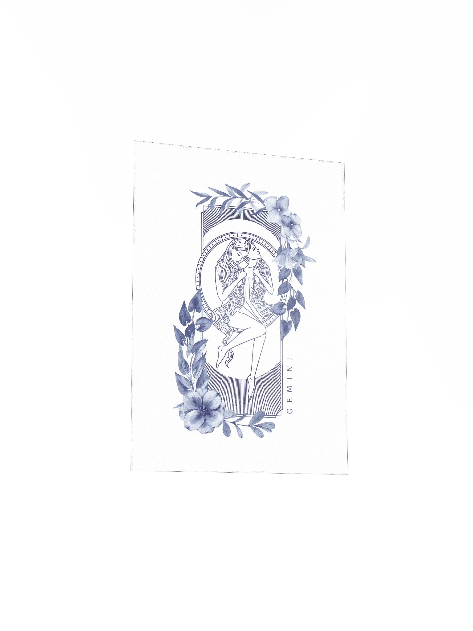 Gemini Blue Line Art Zodiac Print product image (6)