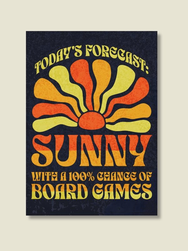 Retro Sunny Forecast Board Games Room Poster - UNFRAMED product image (1)