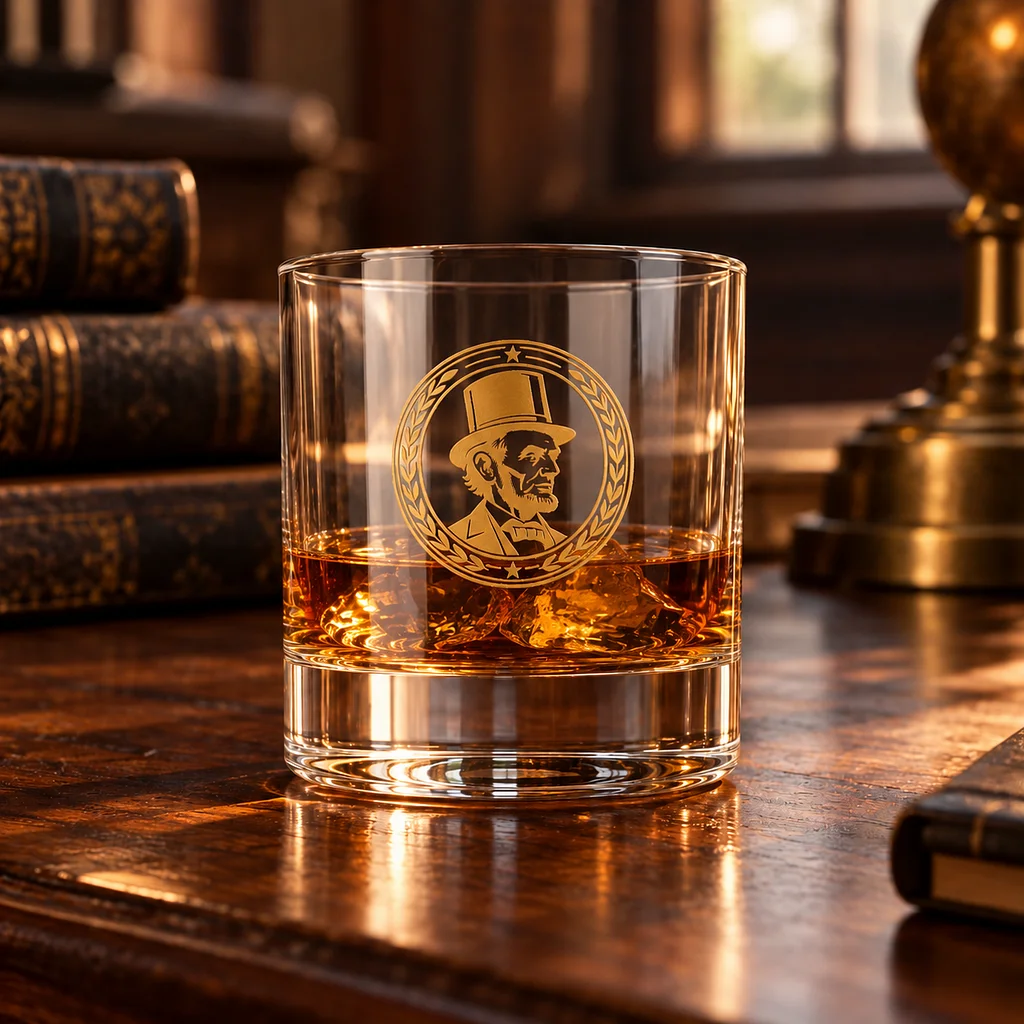 Abraham Lincoln Rocks Glass