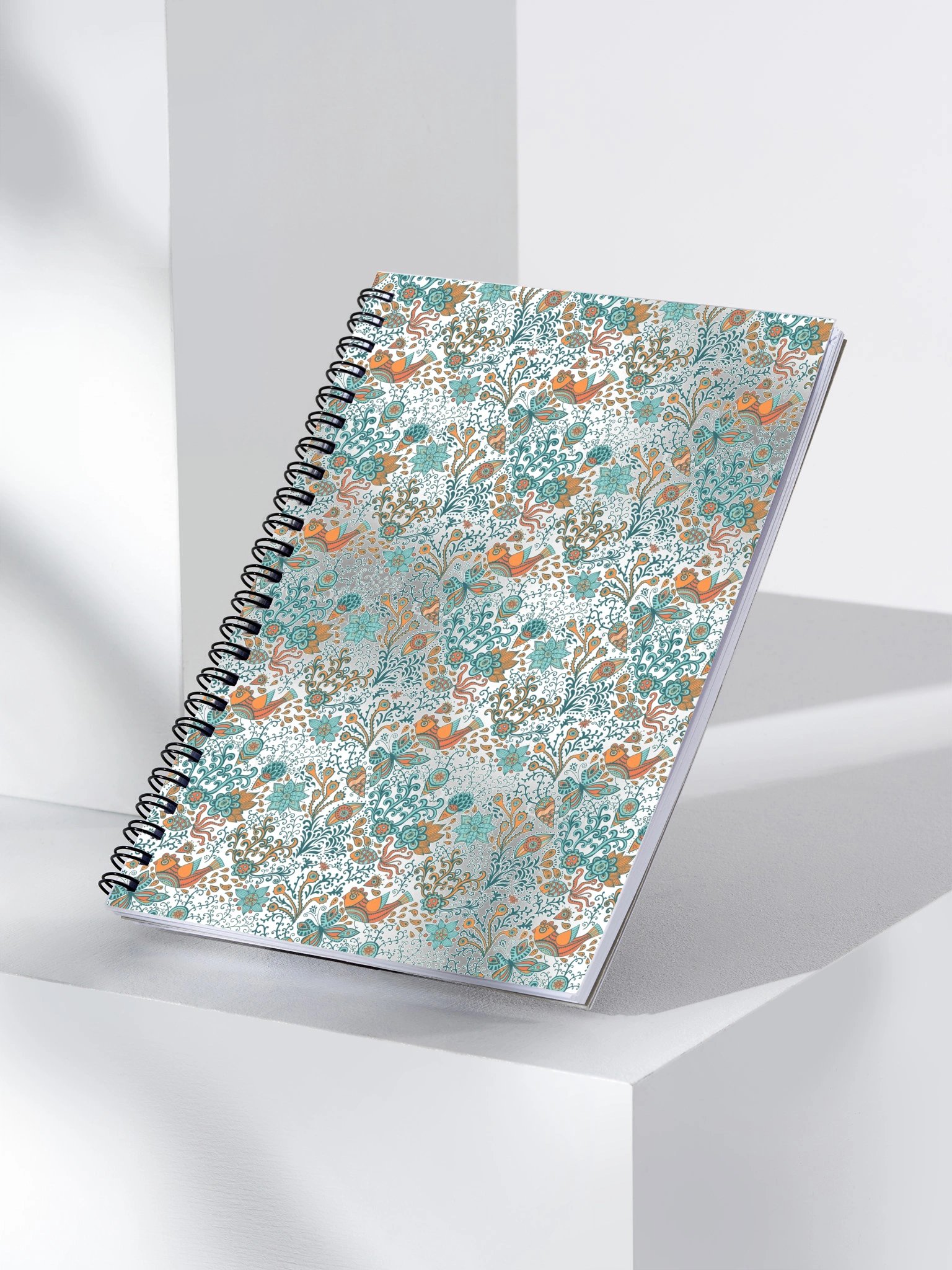 Teal Floral Vine Spiral Notebook product image (3)